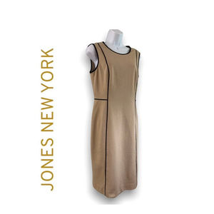 JONES NEW YORK KHAKI AND BLACK MIDI DRESS SIZE 8